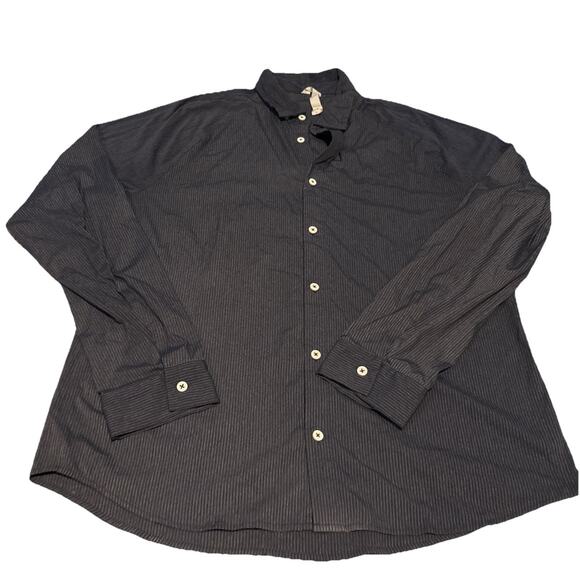 Lululemon Men's Sz L Bonded Voyage L/S Stretch Shirt Heather Blue Stripe M090803 - Picture 1 of 10